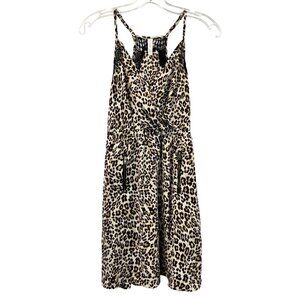 Xhilaration Womens Surplice Top Leopard Print A-Line Dress Zip Pockets XS